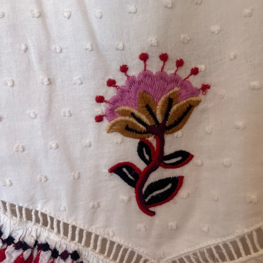 FARM Rio Stitch Embroidered Horses White Ruffle Dress with Floral Accents XXS - Picture 9 of 10